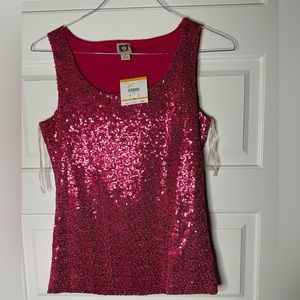 New with tags, pink sequin Anne Klein tank top small